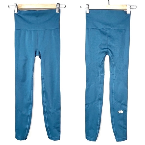 The North Face Teknitcal Tights Leggings Size Small Blue Ribbed FlashDry EUC - Picture 5 of 6
